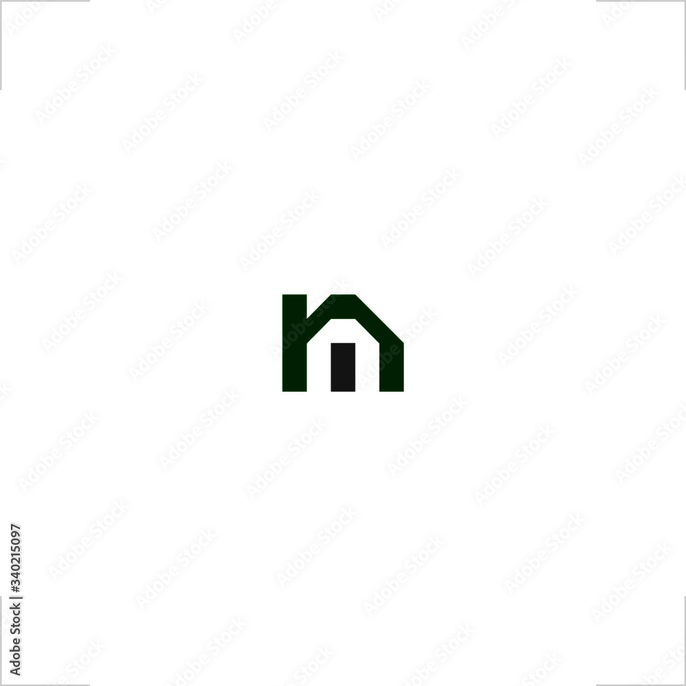 initial M letter logo house with door design initial M letter logo house with door design