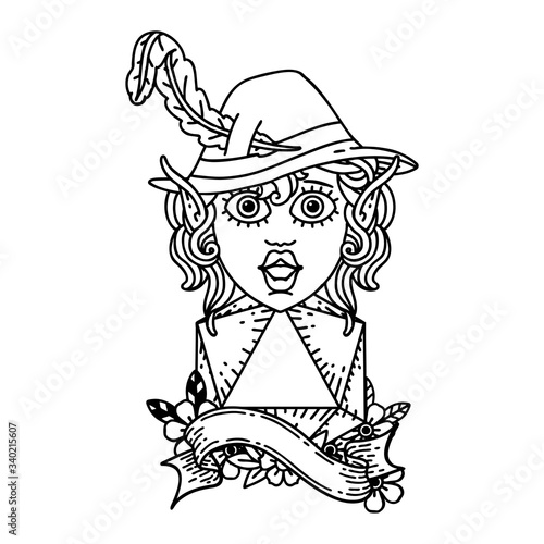 elf bard with natural twenty dice roll illustration