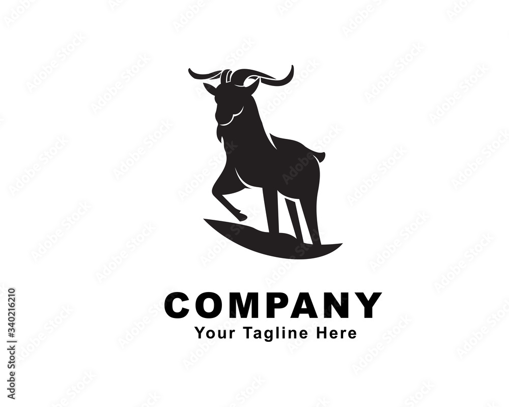 Standing goat long horn logo design inspiration Standing goat long horn logo design inspiration