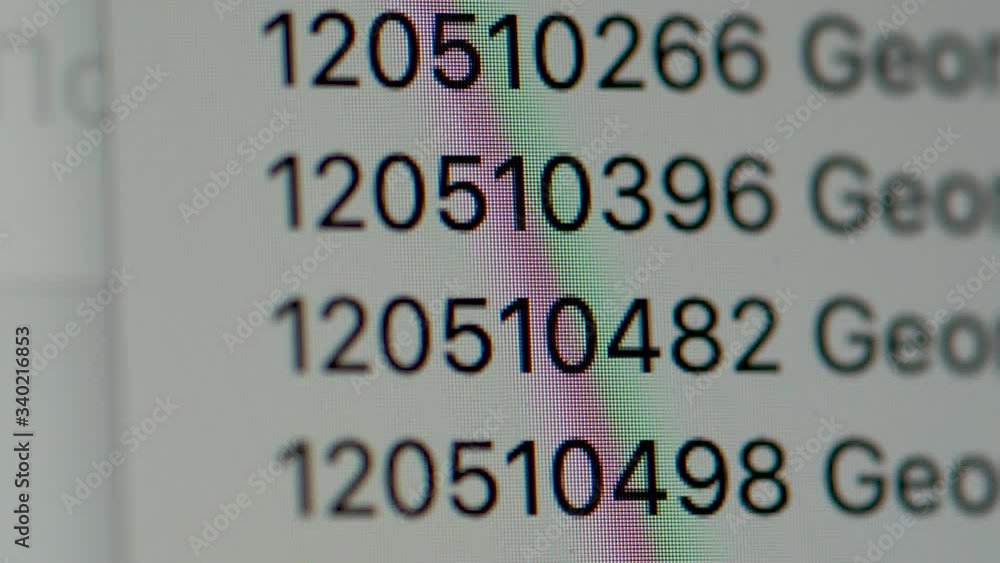 Running numbers and text on the monitor. Running numbers and text on the monitor.