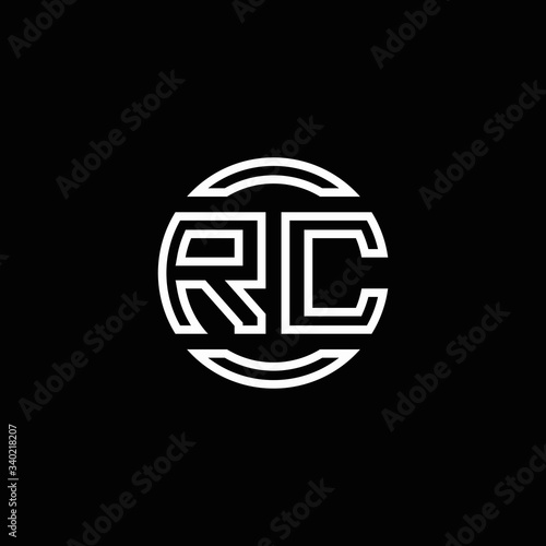 RC logo monogram with negative space circle rounded design template
