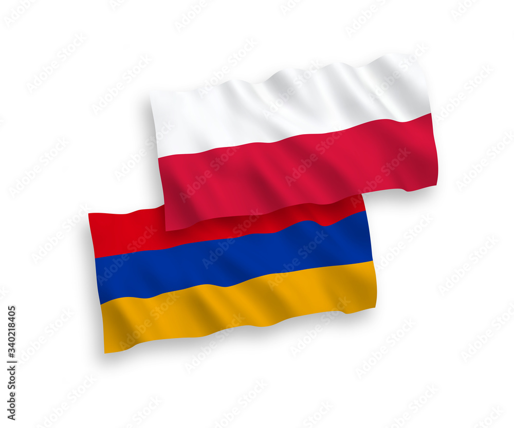 Flags of Armenia and Poland on a white background Flags of Armenia and Poland on a white background