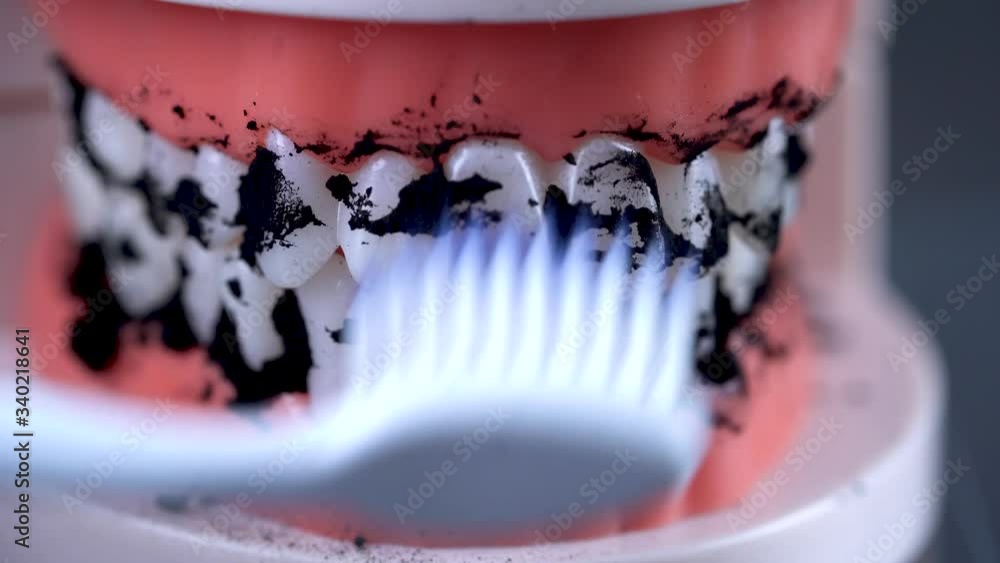 Teeth Cleaning Water Pressure Tooth jaw. Brushing teeth with a dental