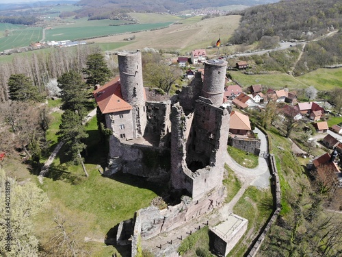 Burg Hanstein aus der Luft (Eichsfeld, Thüringen, Deutschland) photo