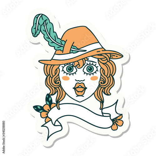 human bard character face sticker
