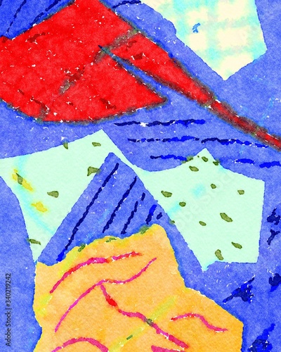 Abstract watercolor composition drawing painting line texture art design background