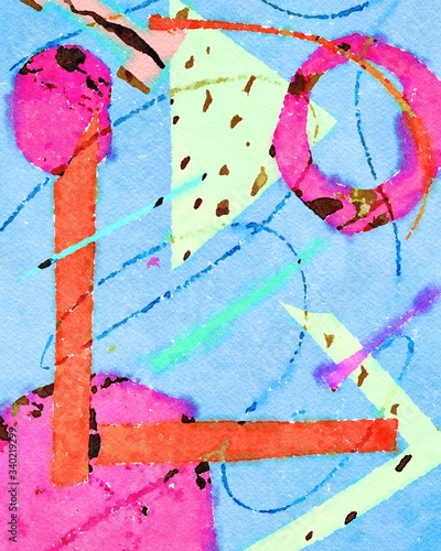 Abstract watercolor composition drawing painting line texture art design background