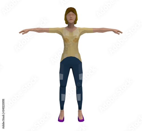 3d illustration of the low poly woman 