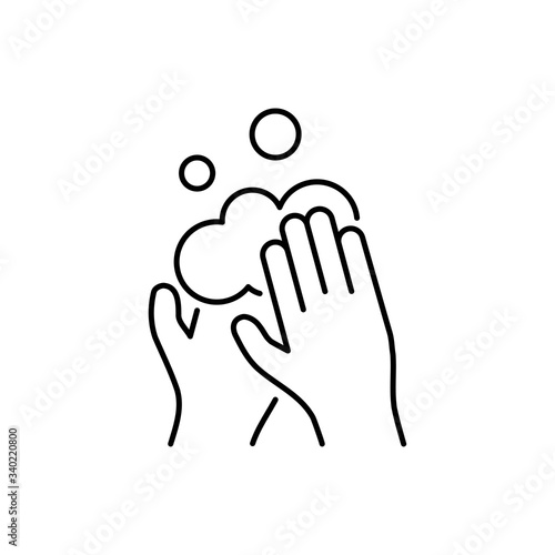 Wash your hands linear icon on white background. Editable stroke