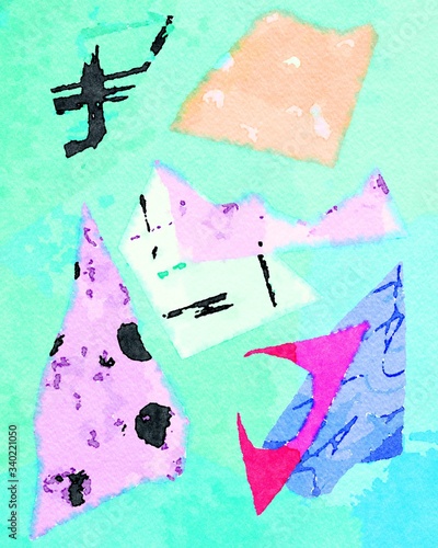 Abstract watercolor composition drawing painting line texture art design background