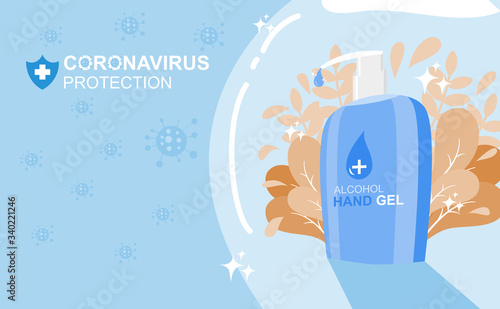 Coronavirus protection by alcohol hand gel. vector illustration about Coronavirus protection