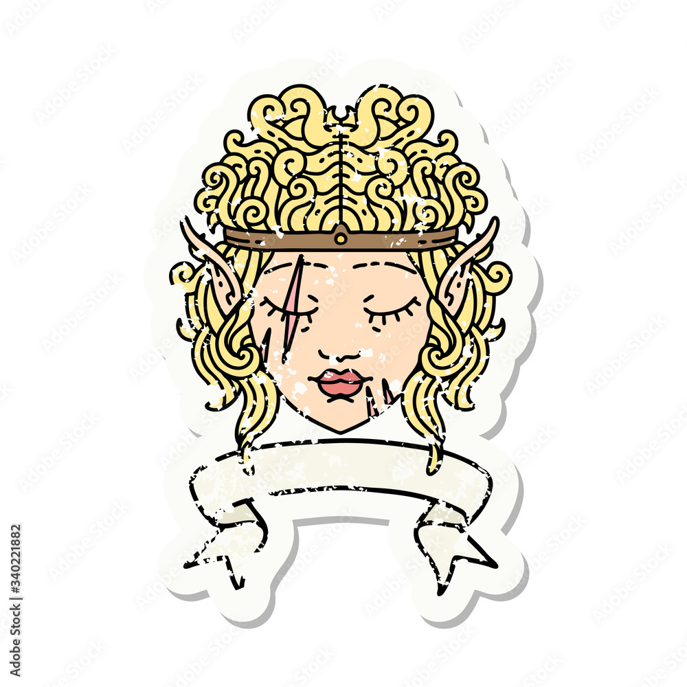 elf barbarian character face with banner illustration elf barbarian character face with banner illustration