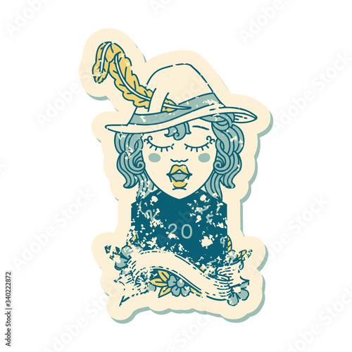 human bard with natural 20 dice roll illustration