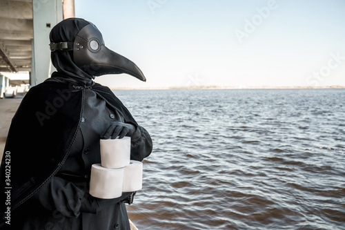 Schilderij op canvas plague doctor in an empty city on an empty marina