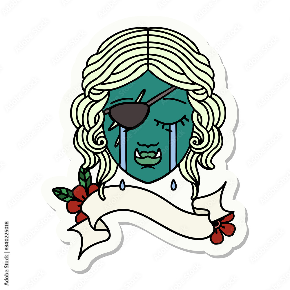 crying orc rogue character face sticker crying orc rogue character face sticker