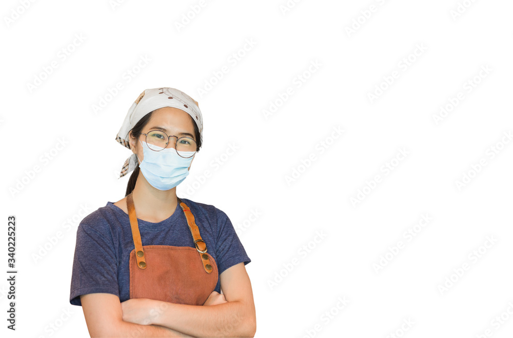 Asian women wearing protective mask isolated during covid-19 preventing. Asian women wearing protective mask isolated during covid-19 preventing.