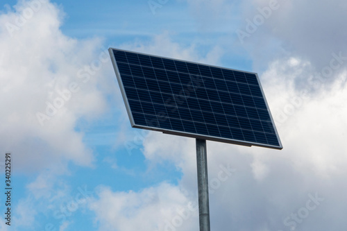 Rack mounted solar panel, an alternative source of energy. Against the background of blue sky, pure energy, electricity is generated