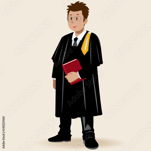 man in glasses, lawyer cartoon character, vector illustration.