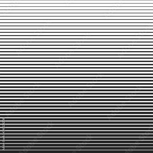 Line halftone pattern with gradient effect. Horizontal lines in black and white. Template for backgrounds and stylized textures. Stock Vector design element.
