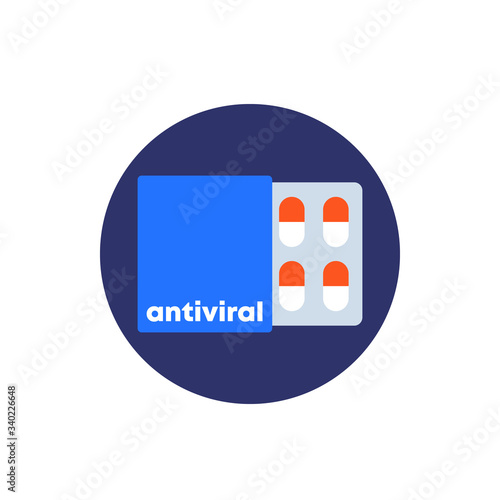 antiviral pills or medicine vector icon