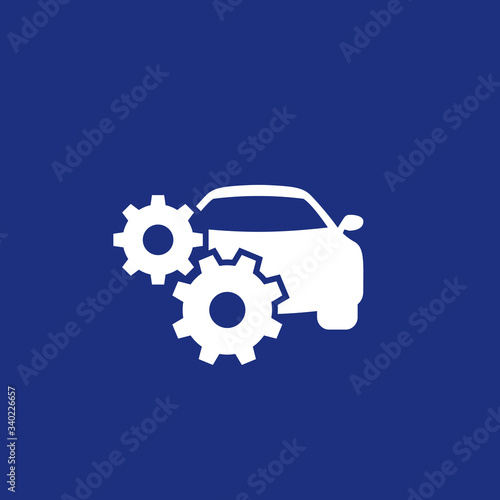 car maintenance, service icon with auto and gears