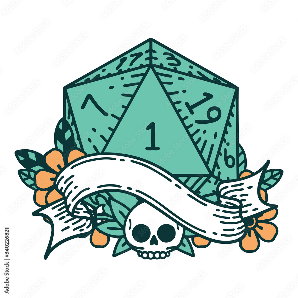 natural one d20 dice roll illustration natural one d20 dice roll illustration