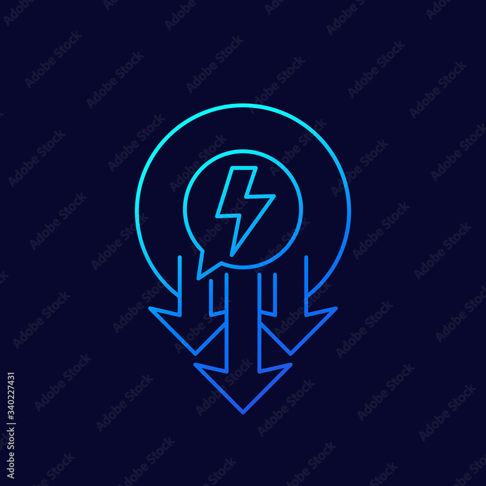 power consumption down line vector icon power consumption down line vector icon