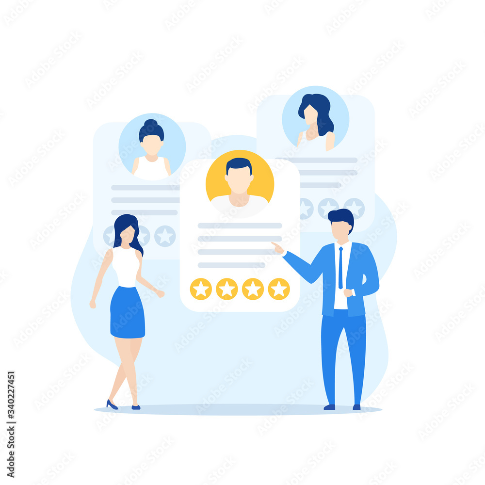 recruiting, HR and employee review, vector recruiting, HR and employee review, vector