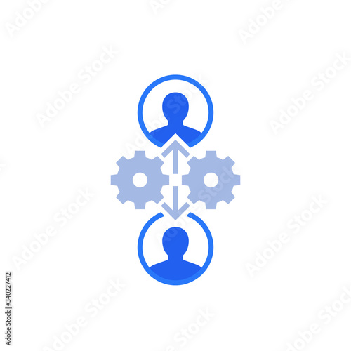 people interaction icon with gears