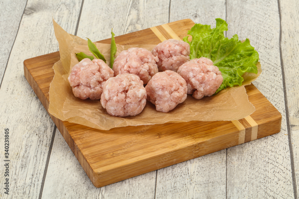 Homemade raw pork minced meatball for cooking Homemade raw pork minced meatball for cooking