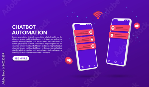 Artificial Intelligence chatbot technology, Smartphone with automation chatbot concept