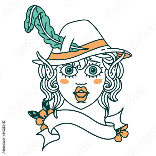 elf bard character face illustration