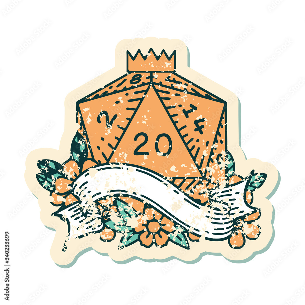 natural twenty D20 dice roll illustration