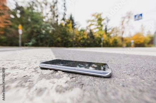 Phone on a crosswalk