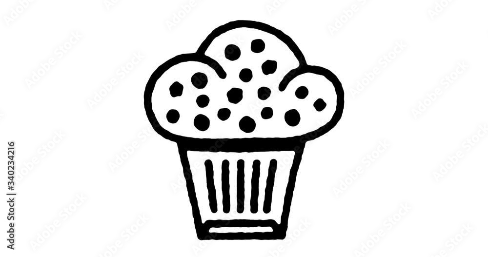Hand drawn line icon animation for cake shop to use as video design element. Minimalistic symbol made for motion graphic, can be used as loop item, has alpha channel. Hand drawn line icon animation for cake shop to use as video design element. Minimalistic symbol made for motion graphic, can be used as loop item, has alpha channel.