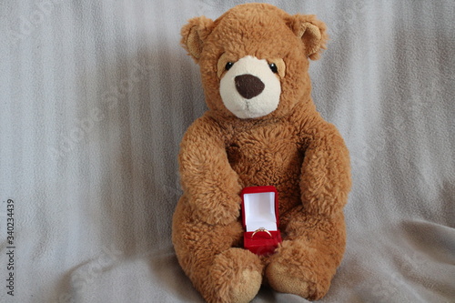 soft toy bear with a gift