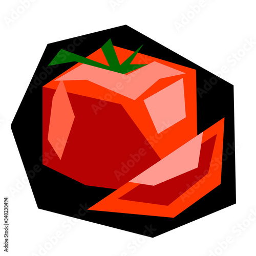 Tomatos sticker. Minimal design, low poly