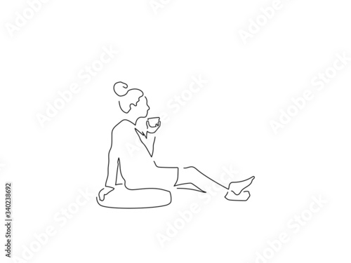 People at home isolated line drawing, vector illustration design.