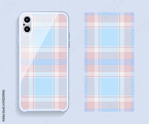 Smartphone cover design vector mockup. Template geometric pattern for mobile phone back part. Flat design.