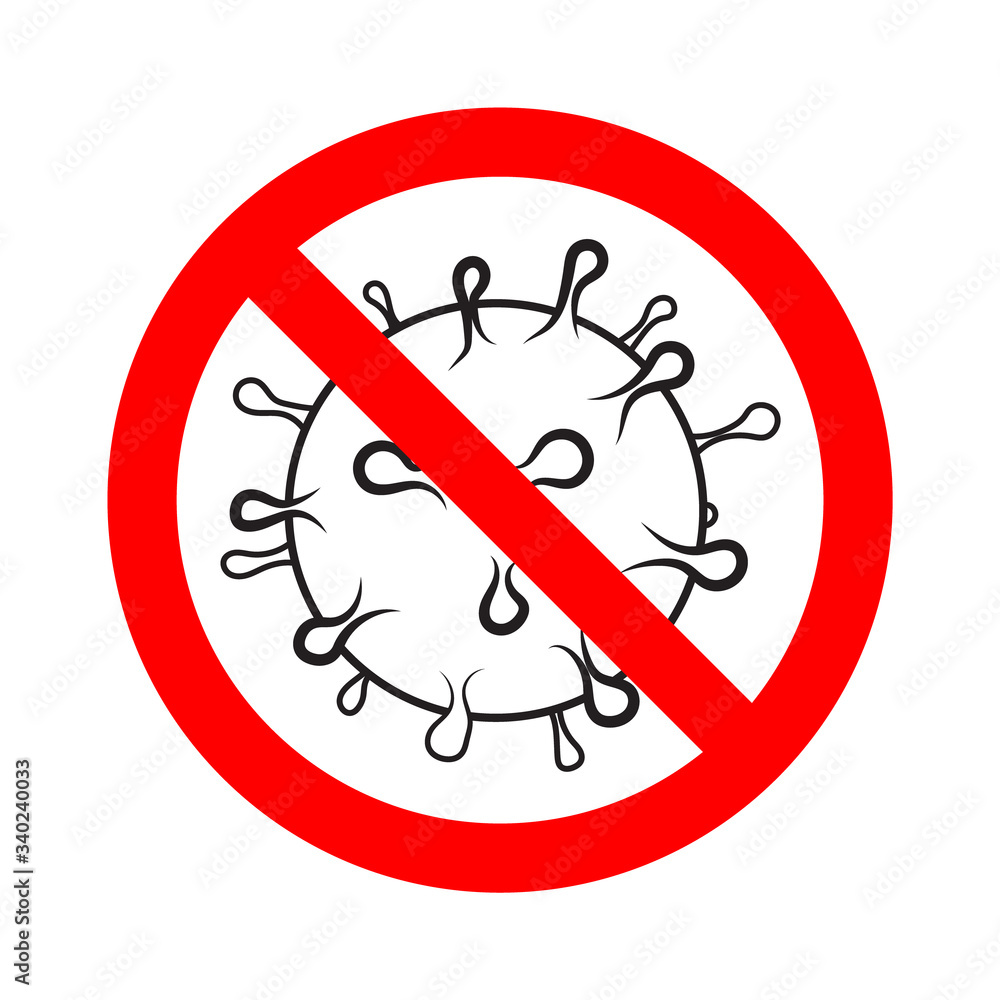 Stop virus vector prohibition sign. No bacteria epidemic. Global biohazard caution Stop virus vector prohibition sign. No bacteria epidemic. Global biohazard caution