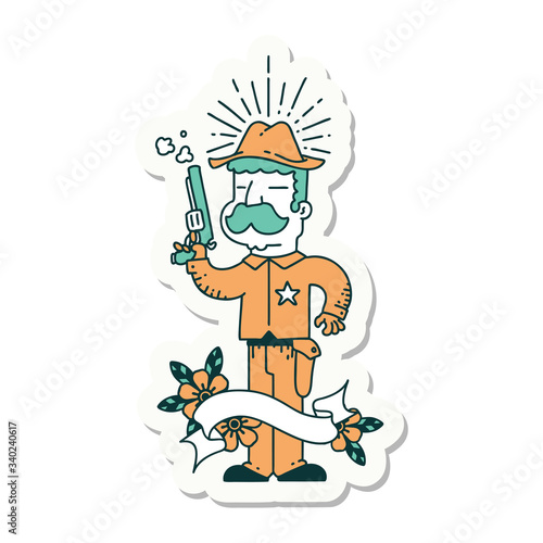sticker of tattoo style wild west sheriff