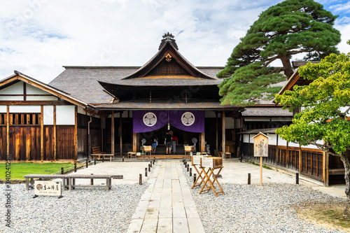 Entrance of Takayama Jinya, former home of the governor of Hida province, is one of the most visited historical building of Takayama, Japan