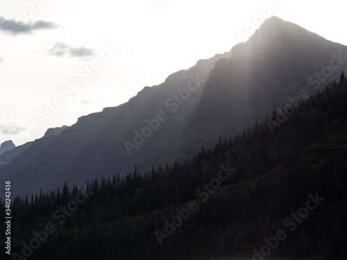 Mountain Silhouette at Two Medicine, Glacier National Park, Rocky Mountains, Montana, USA photo