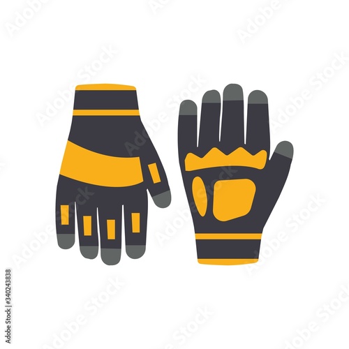 Protective gloves isolated on white background. Electric construction tool