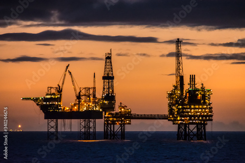 North Sea Oil Rigs silhouette
