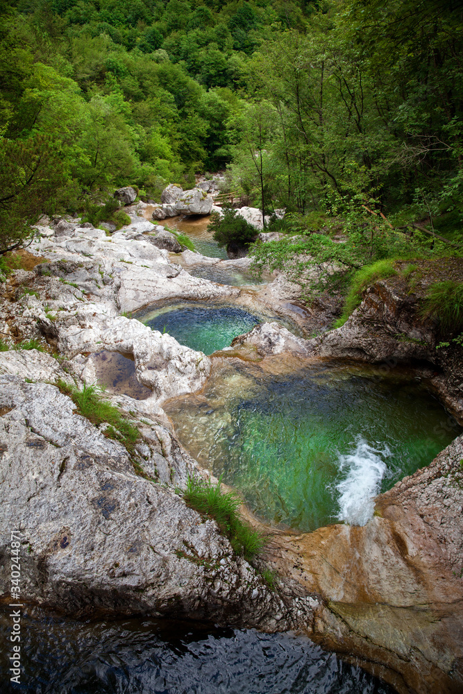 Naklejka premium stone baths in the Dolomites mountains