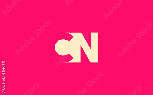 CN or NC and C, N Uppercase Letter Initial Logo Design, Vector Template