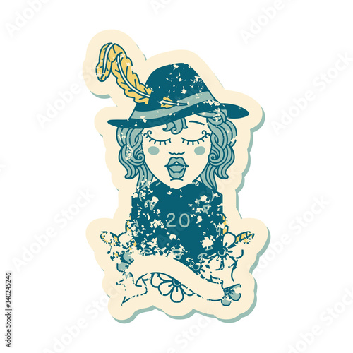 human bard with natural twenty dice roll illustration