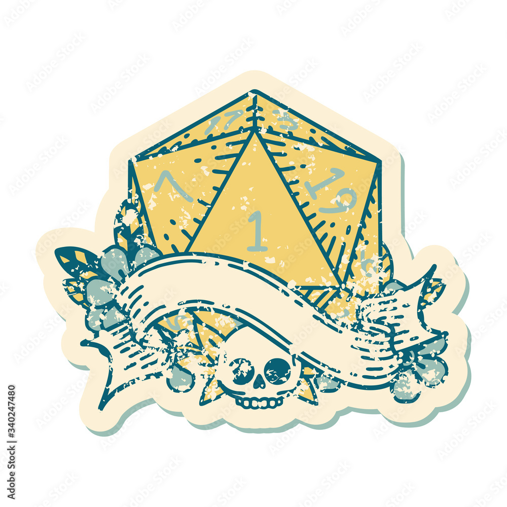 Fototapeta premium natural one d20 dice roll illustration