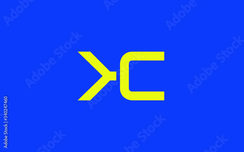 KC or CK and K, C Uppercase Letter Initial Logo Design, Vector Template